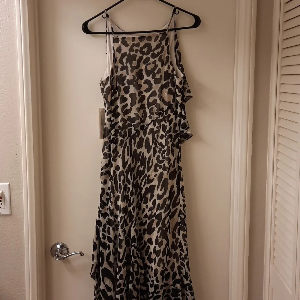 NWT, Eliza J Leopard Print Tiered Chiffon Dress - Picture 8 of 17
